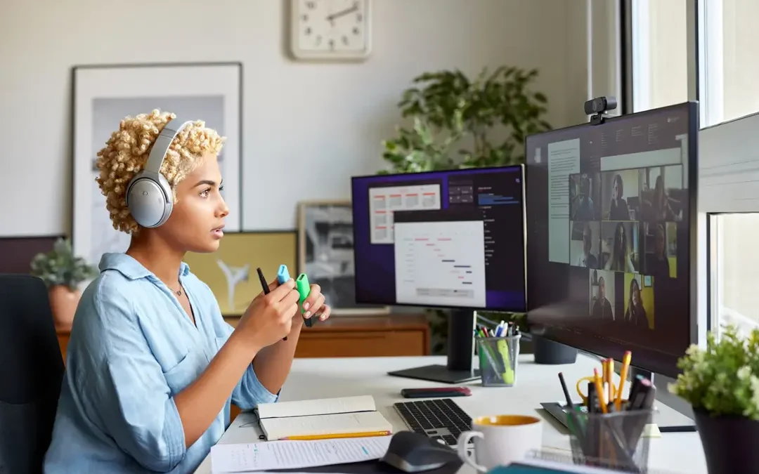 Remote worker attending an online team meeting | Health insurance for remote workers